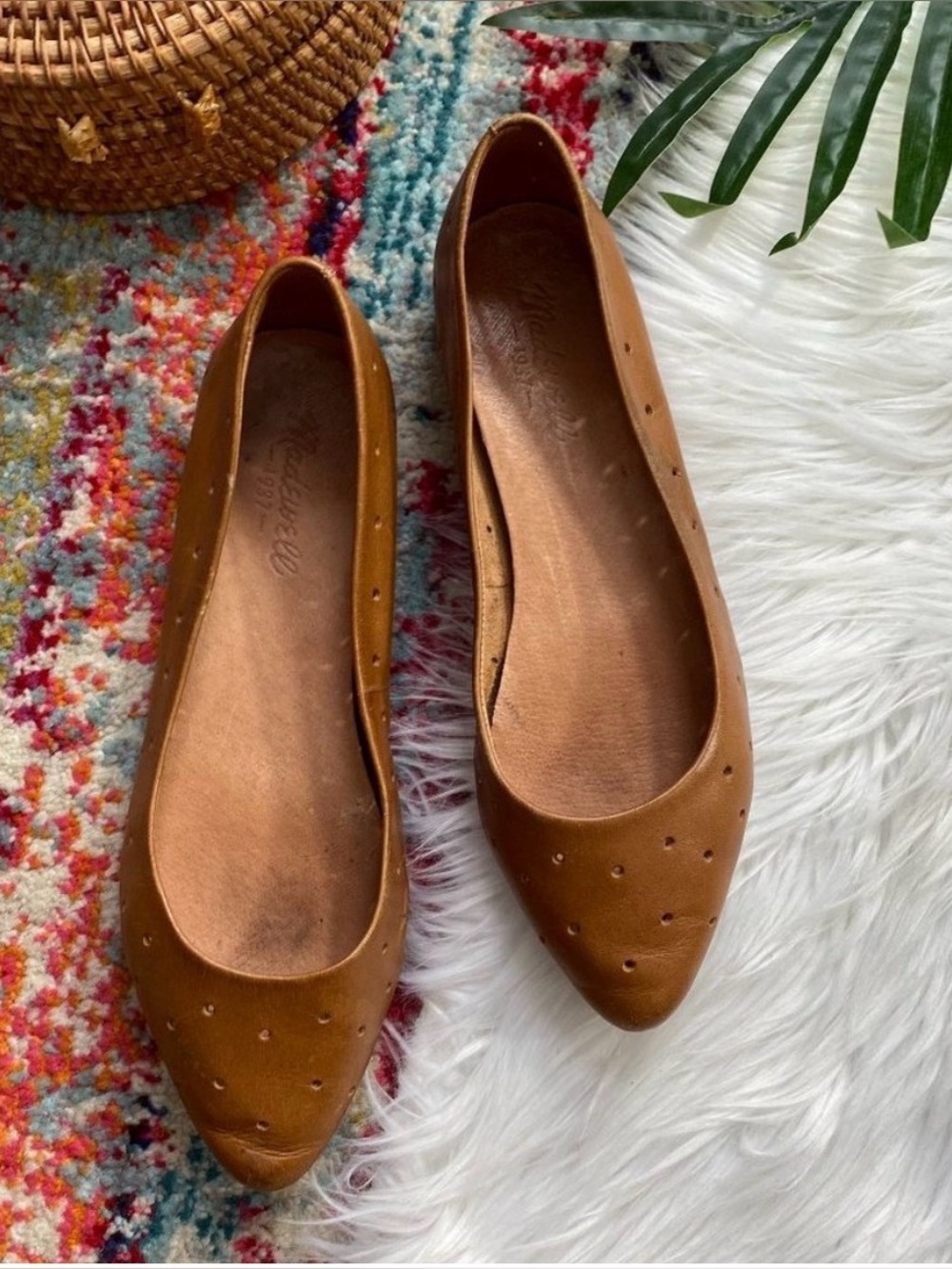 Madewell Tan Brown Leather Slip On Flats Size 6.5
